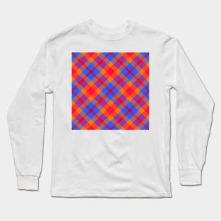 Blue, Red, & Orange Plaid Long Sleeve T-Shirt